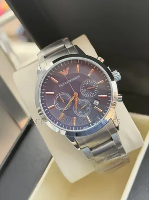 Silver Strapped Men's Original Emporio Armani Wrist Time Piece