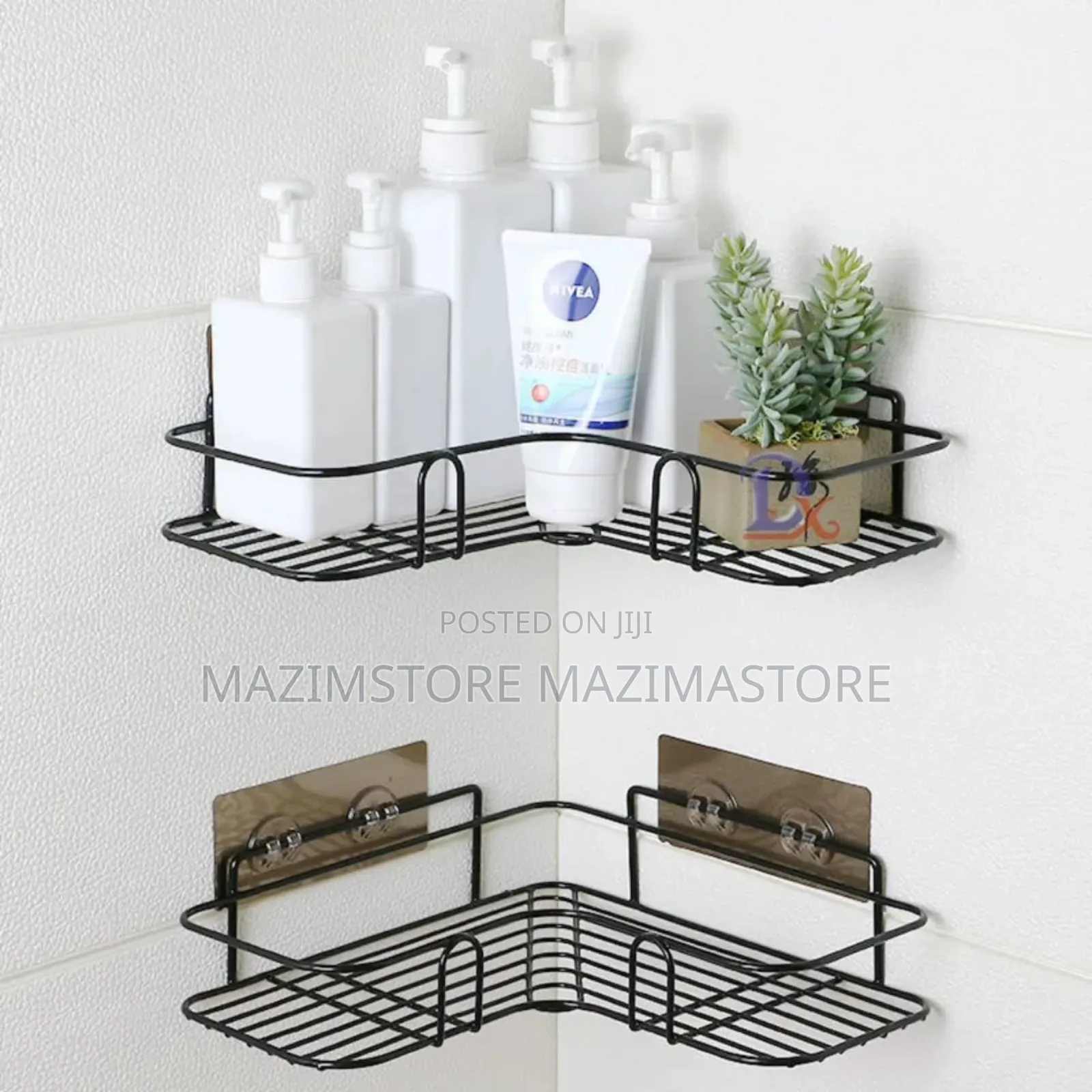 2pcs-Kitchen Bathroom Shower Caddy Shelf Wall Mount Corner Organizer