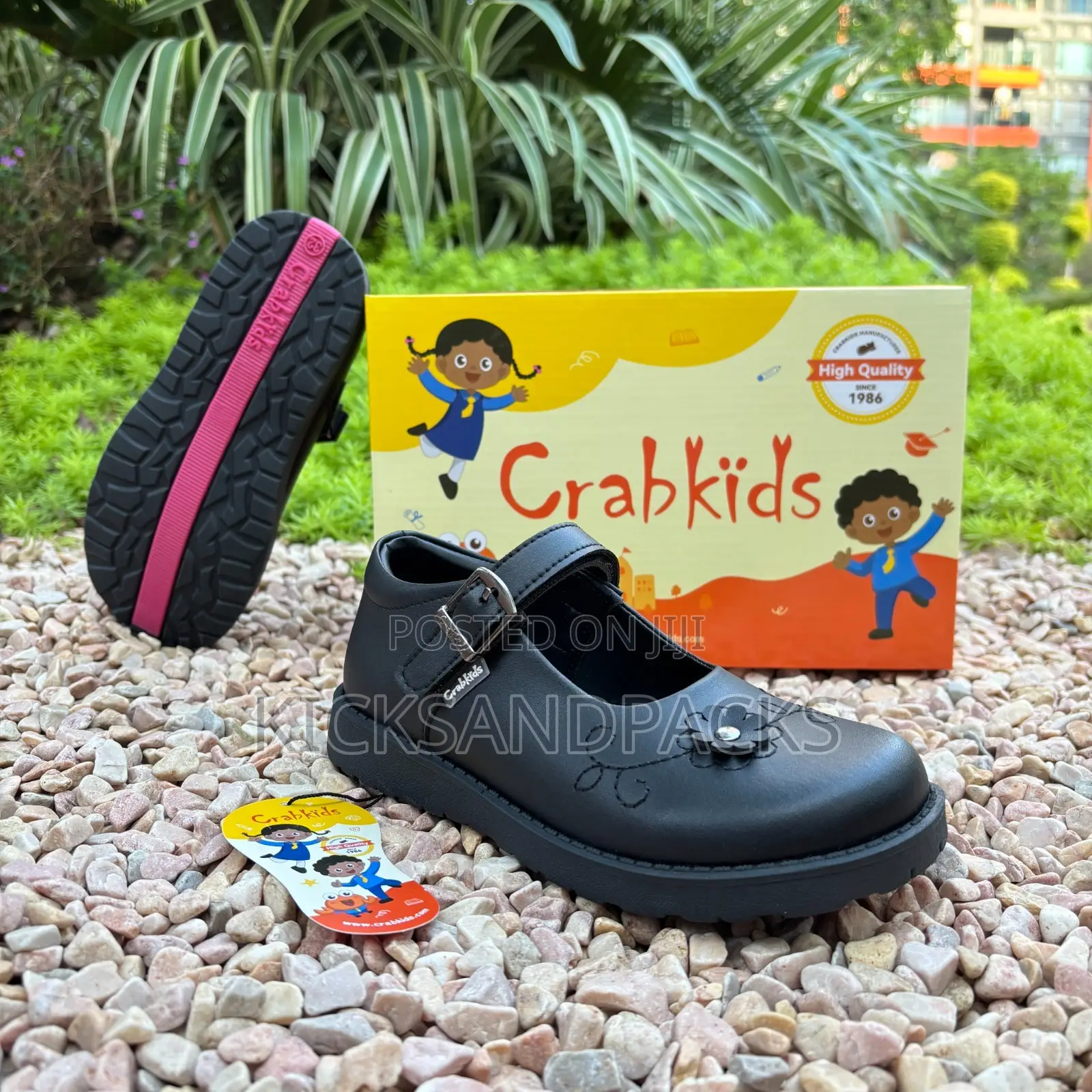 Crab Kids Shoes for Girls (Black Back to School Shoes) - Leather