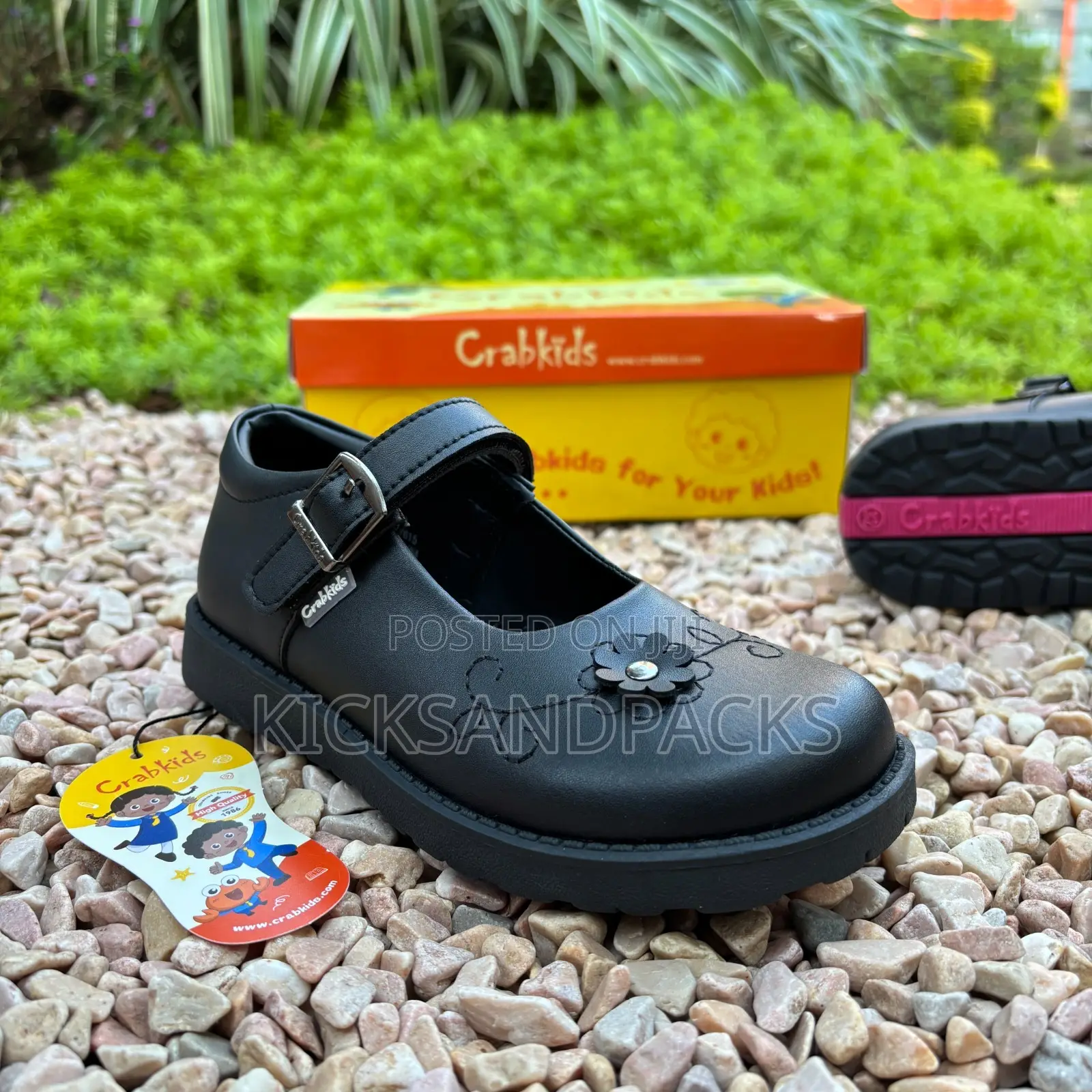 Crab Kids Shoes for Girls (Black Back to School Shoes) - Leather