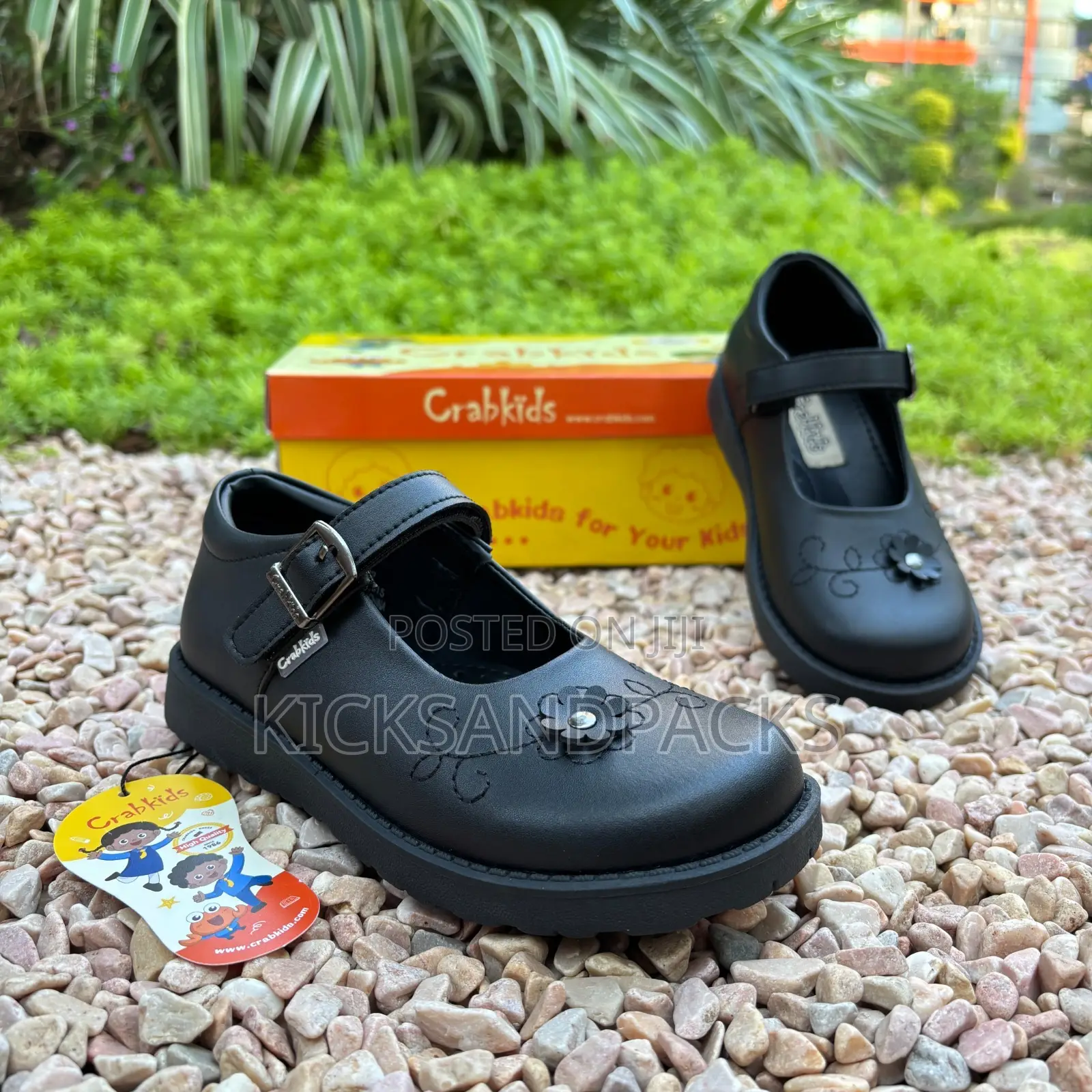 Crab Kids Shoes for Girls (Black Back to School Shoes) - Leather