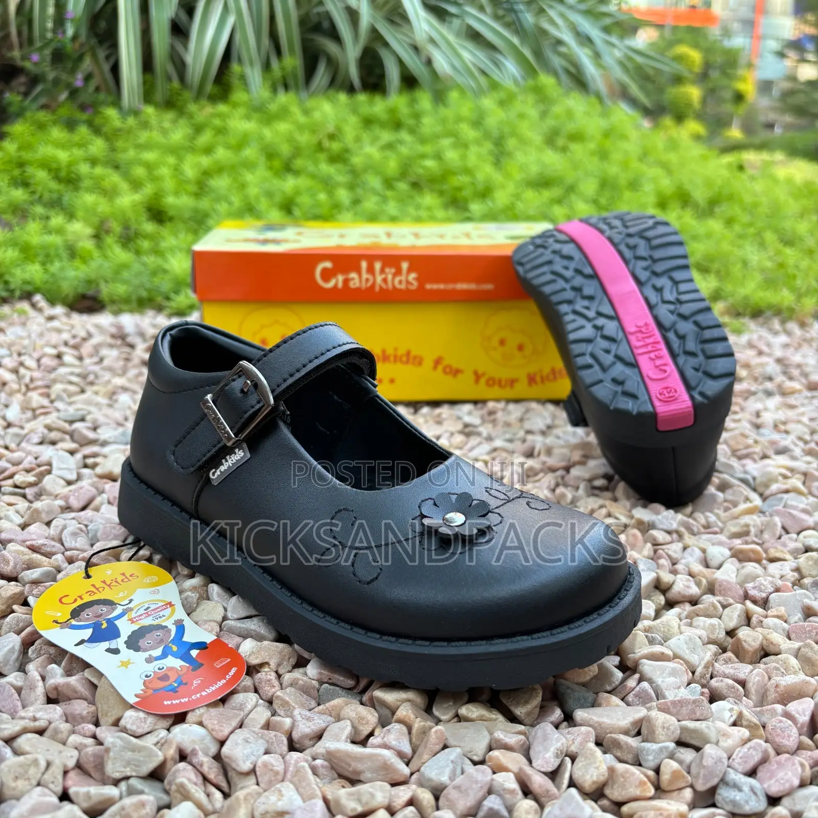 Crab Kids Shoes for Girls (Black Back to School Shoes) - Leather