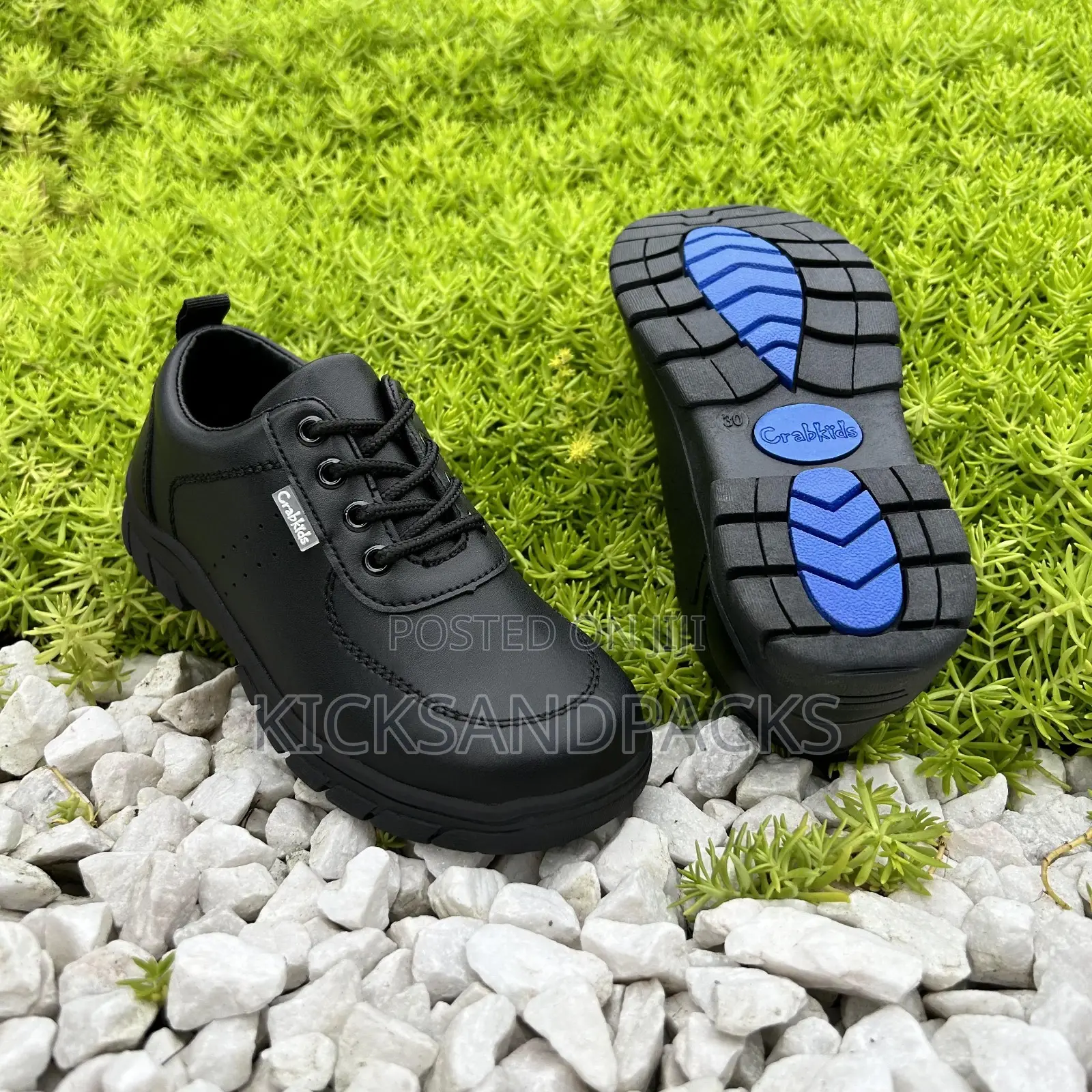 Crab Kids Shoes for Boys (Black Back to School Shoes) - Leather