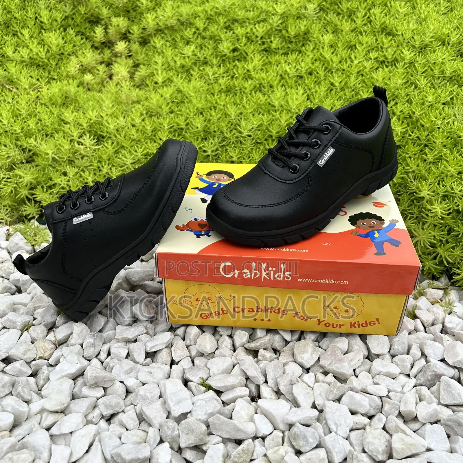 Crab Kids Shoes for Boys (Black Back to School Shoes) - Leather
