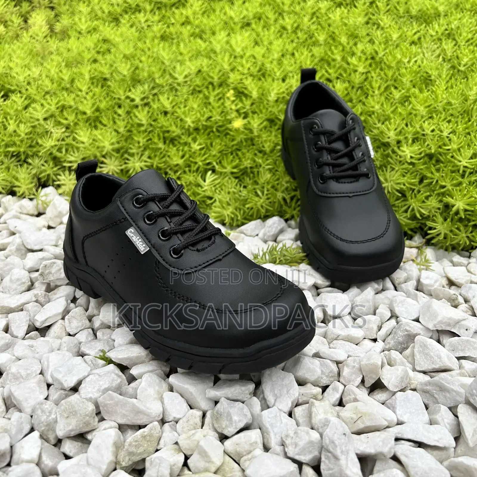 Crab Kids Shoes for Boys (Black Back to School Shoes) - Leather