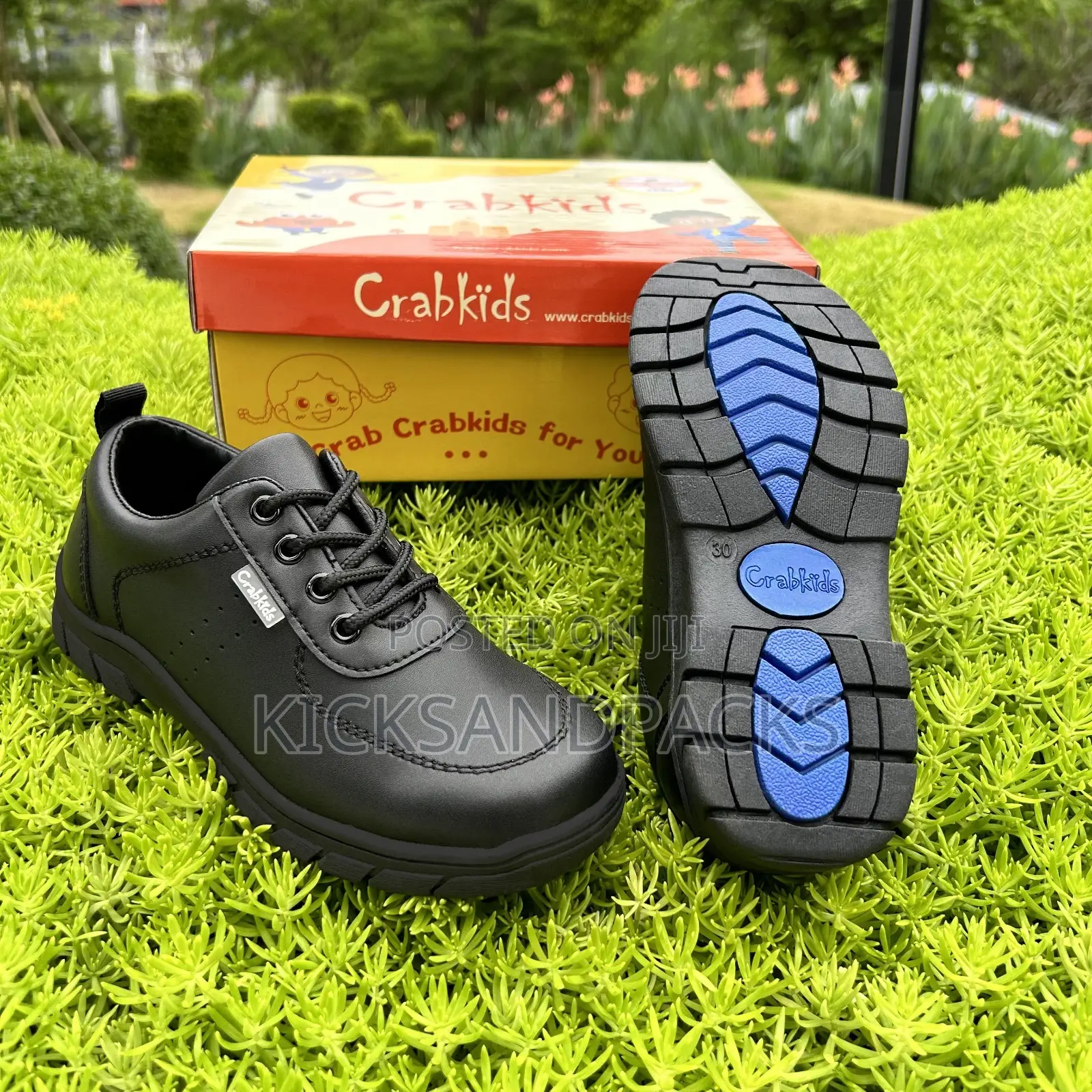 Crab Kids Shoes for Boys (Black Back to School Shoes) - Leather