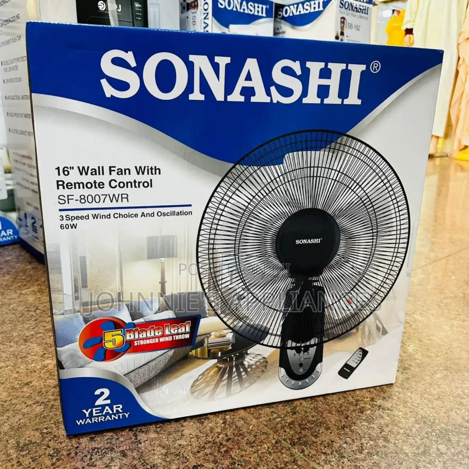 Sonashi 16-Inch Wall Fan With Remote Control – 3 Speed Settings