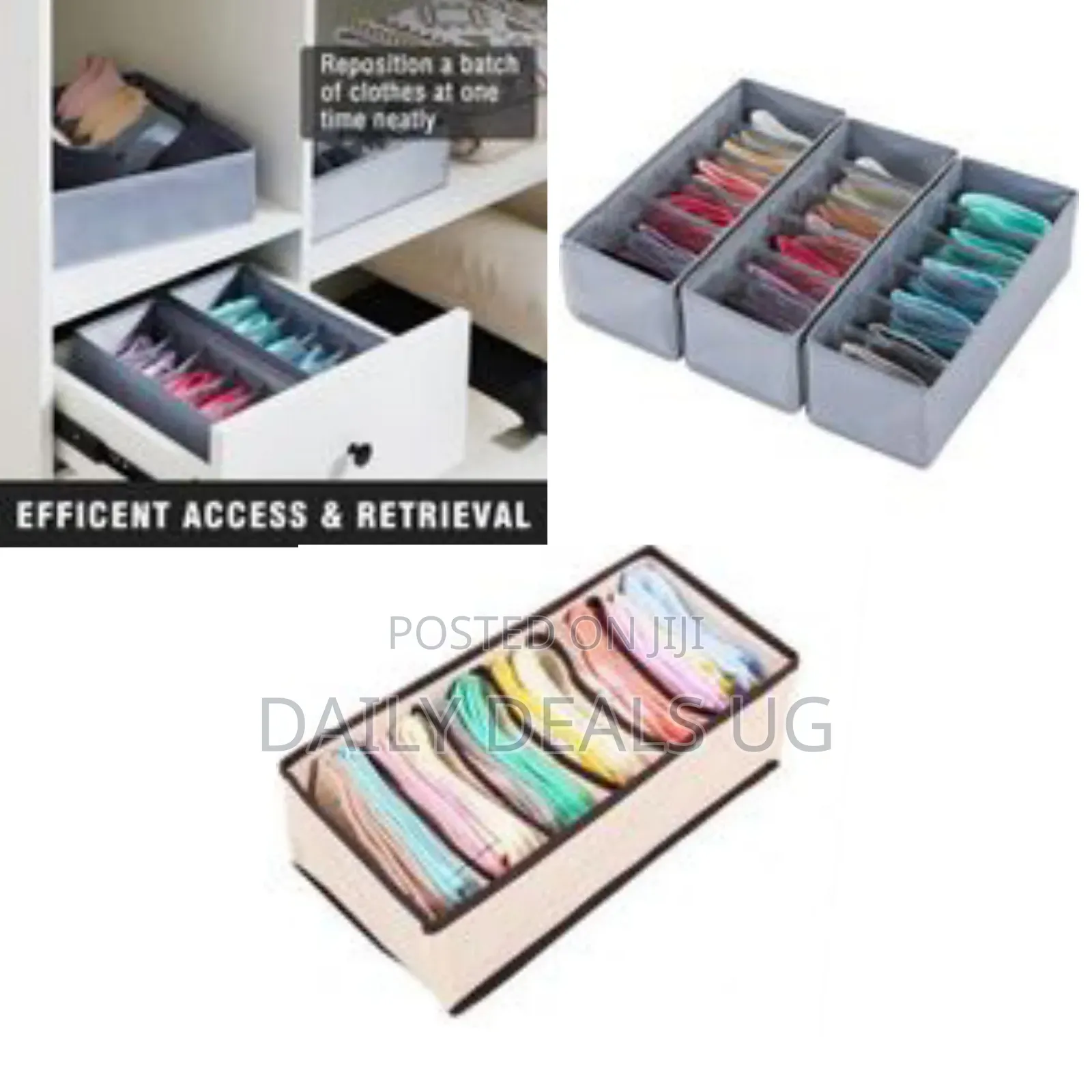 Multi-Compartment Fabric Drawer Organizer - Multicolor