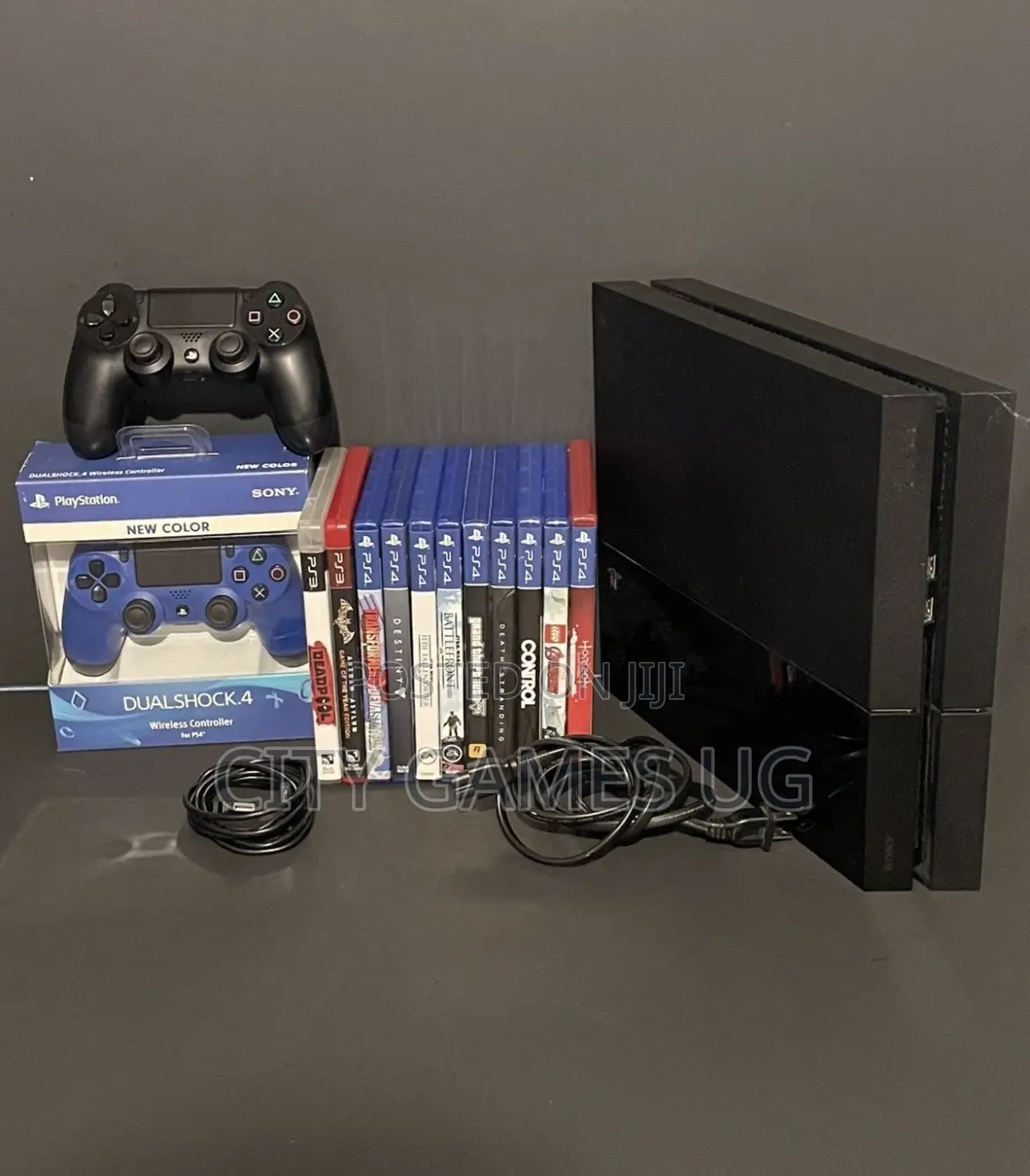 Sony Playstation 4 500gb Jet Black Console 2 Controls,9 Ps4 Games