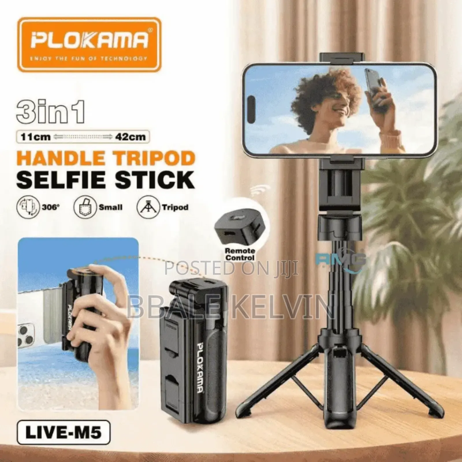 Plokama Live M5 Pro 3in1 Handle Tripod Selfie Stick Ring Light