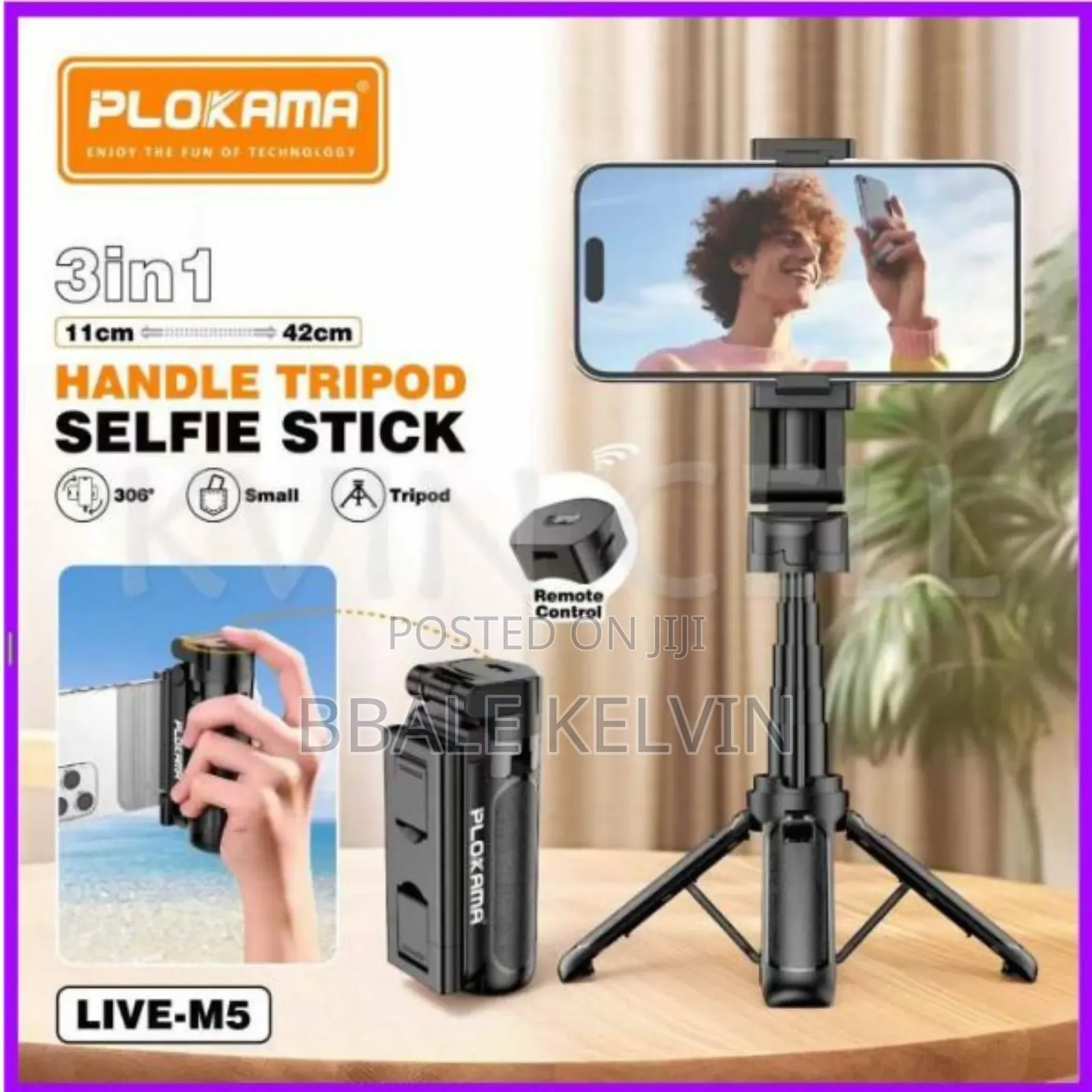 Plokama Live M5 Extendable Grip Tripod Mini Selfie Stick Remote Contro