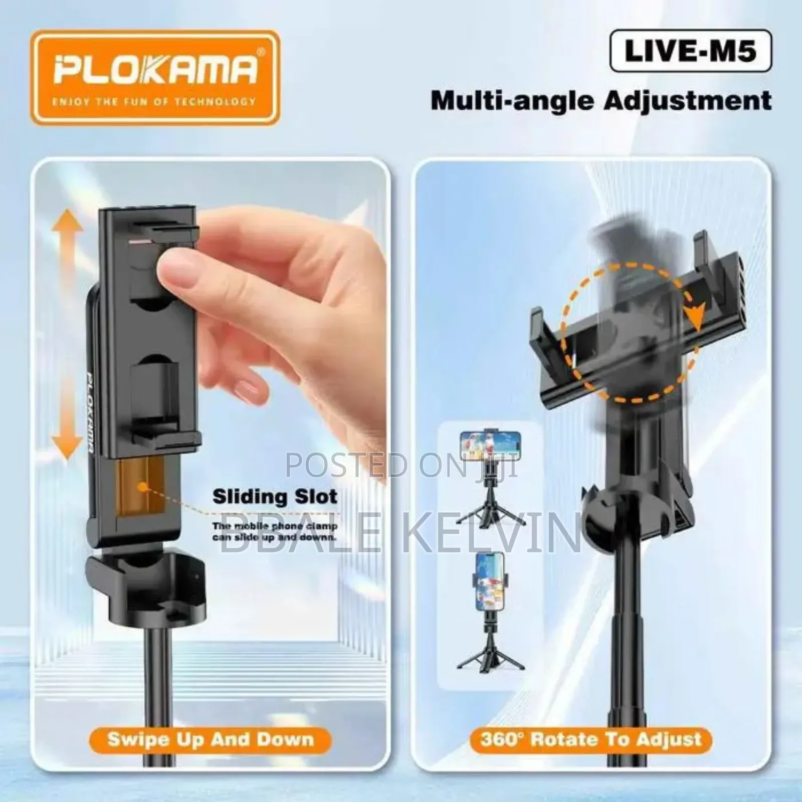 Plokama Live M5 Extendable Grip Tripod Mini Selfie Stick Remote Contro