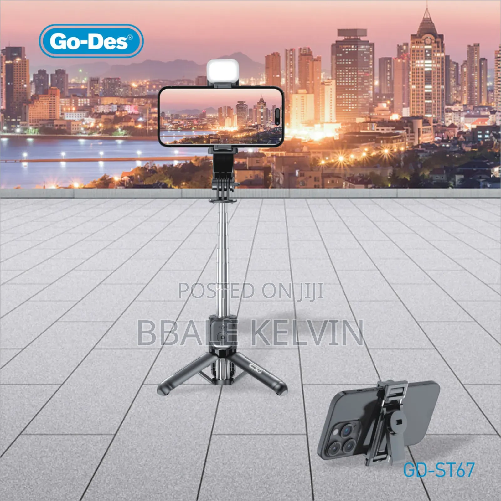 Go Des Bluetooth Selfie Stick Tripod Foldable 2in1 Stand With Remote