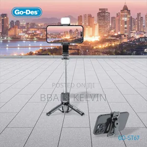 Go Des Bluetooth Selfie Stick Tripod Foldable 2in1 Stand With Remote