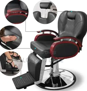 Black Barber Chair With Wooden Armrests