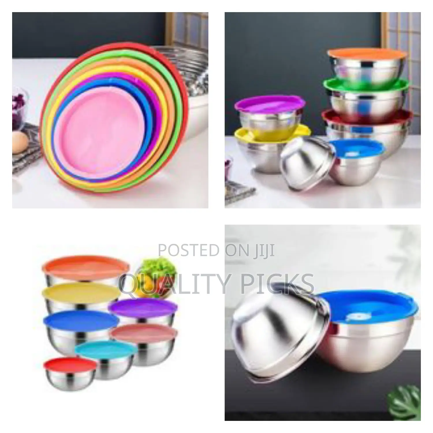 Set of Stainless Steel Mixing Bowls With Storage Lids (7-Piece