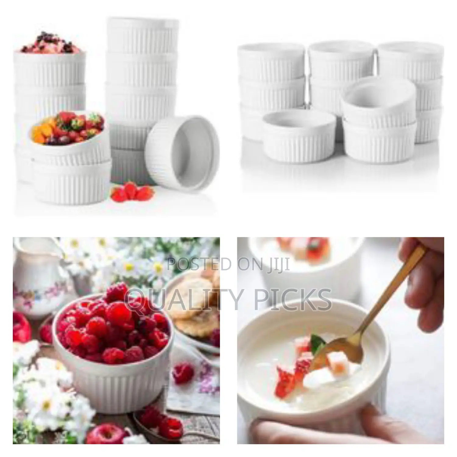 12pcs Ramekins Bowls Set, White