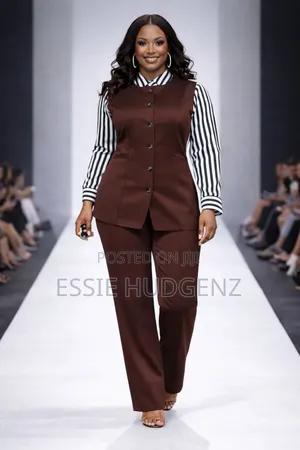 Ladies Suit With Stripped Shirt