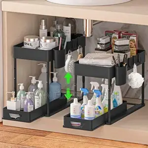 Under Sink Two Tire Sliding Drawer Storage Organizer With Kits