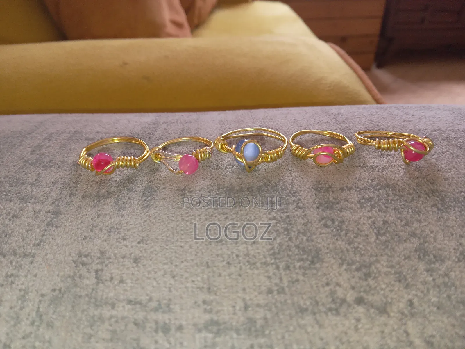 Gold Wire Beaded Rings