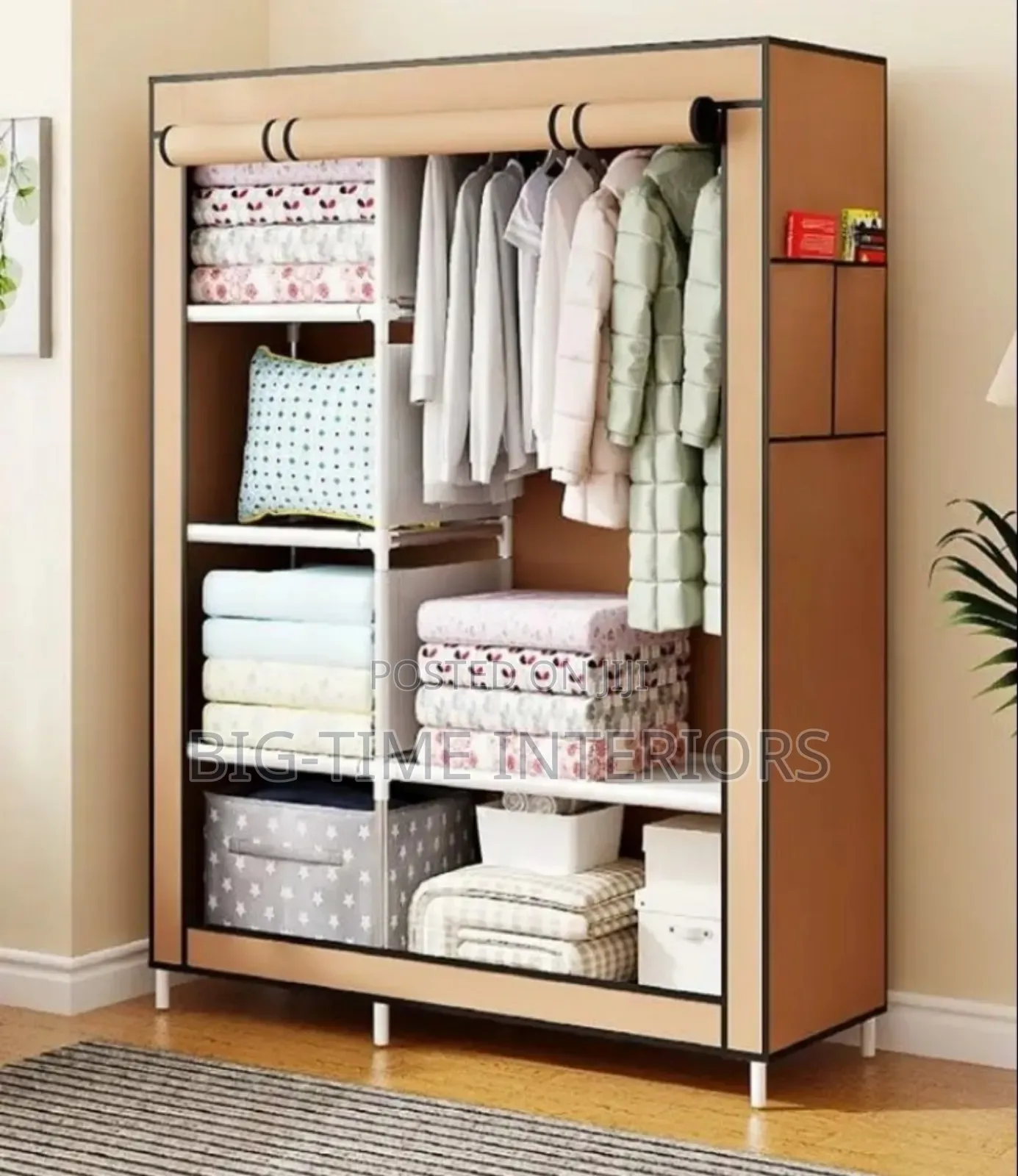 Simple Fabric Clothing Storage Cabinet 2column