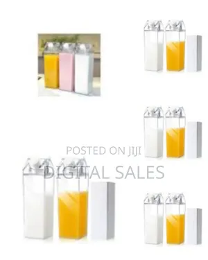 Clear Acrylic Milk Carton Style Reusable Beverage Bottle (1000ml)