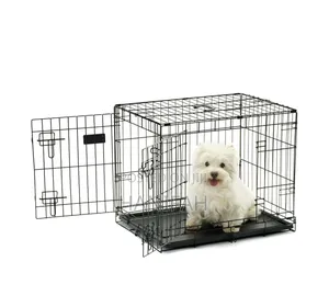 Black, Foldable Metal Pet Crate or Cage.