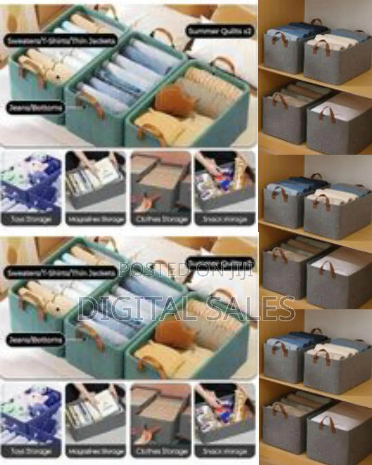 Stylish Foldable Fabric Storage Bins With Handles - Multicolor