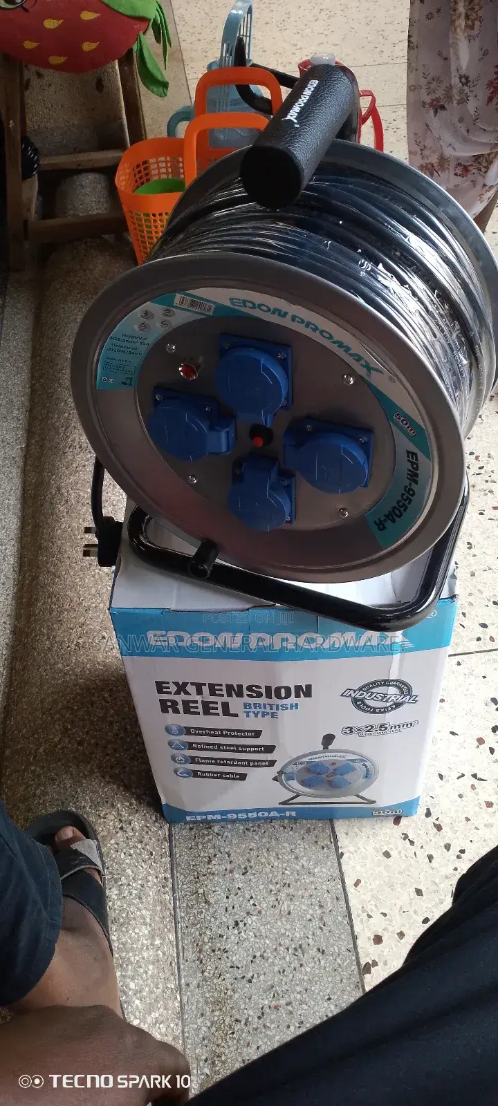 Edon Promax-50m Extension Cable Reel(2.5mm Cable,Heavyduty/Industrial)