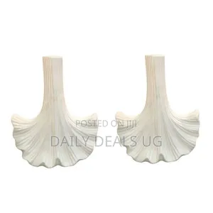 Modern Ginkgo-Inspired Sculptural Ceramic Vase - White