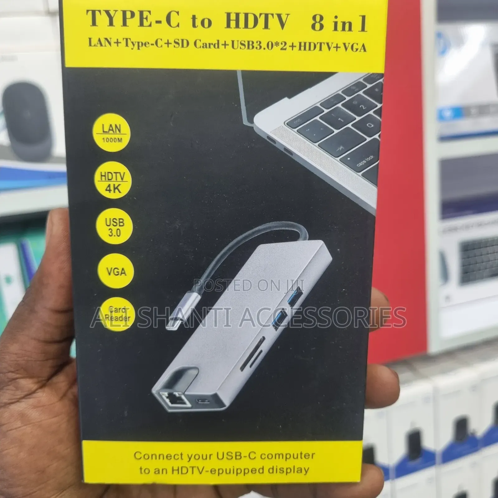 Type-C to HDTV 8 Inl
Lan+Type-C+Sd Card+ Usb3.0*2+Hdtv+ Vga