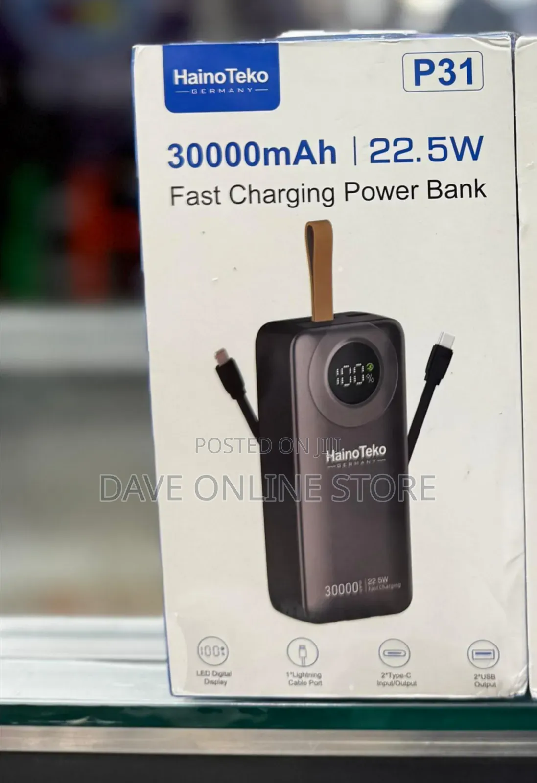 Hainoteko P31 30,000mah Portable Power Bank With 22.5w Fast Charging