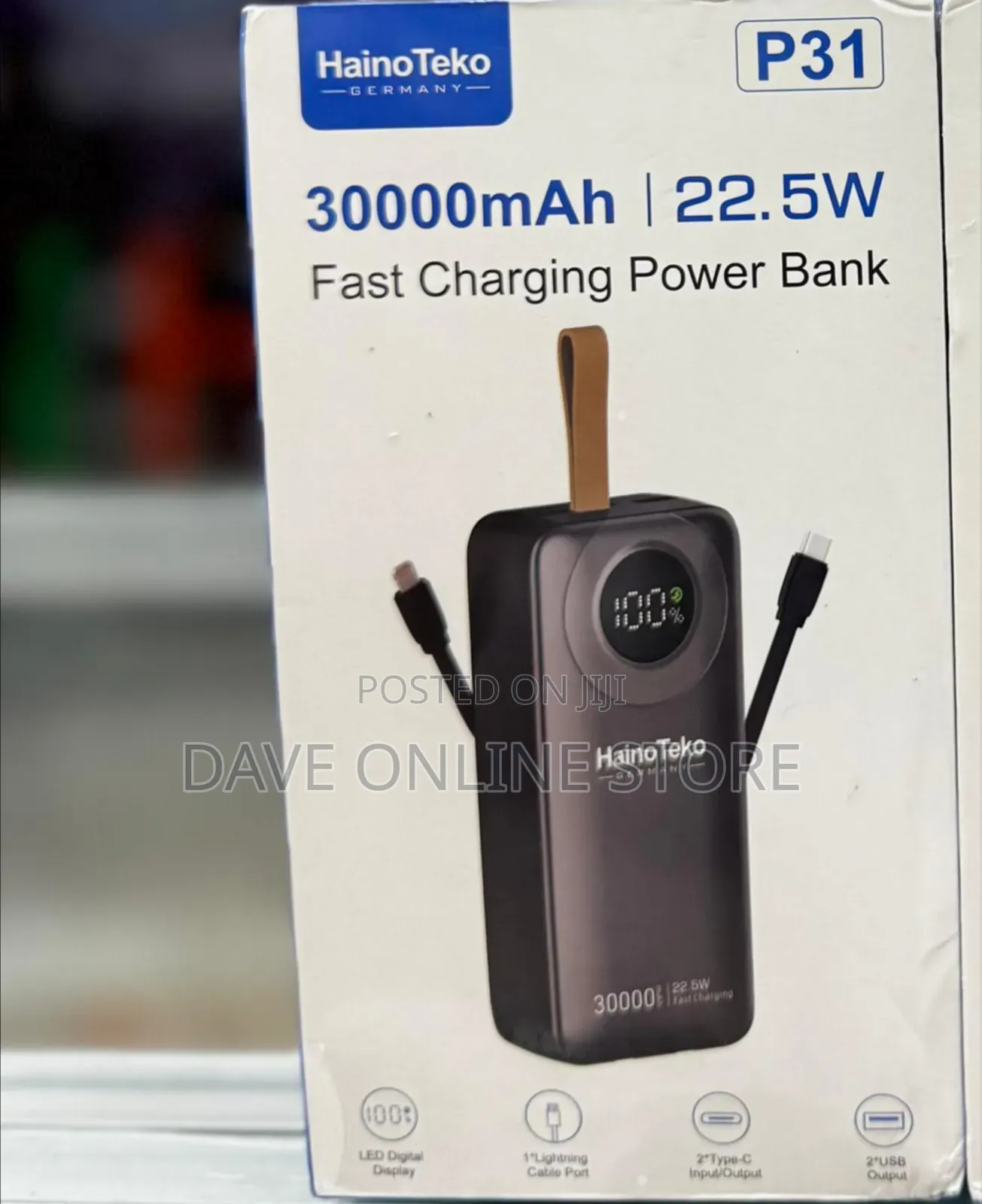Hainoteko P31 30,000mah Portable Power Bank With 22.5w Fast Charging