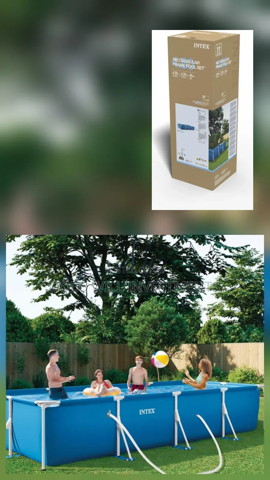Intex 4.5 M X 2.2 M X 0.84 M Rectangular Frame Pool Set