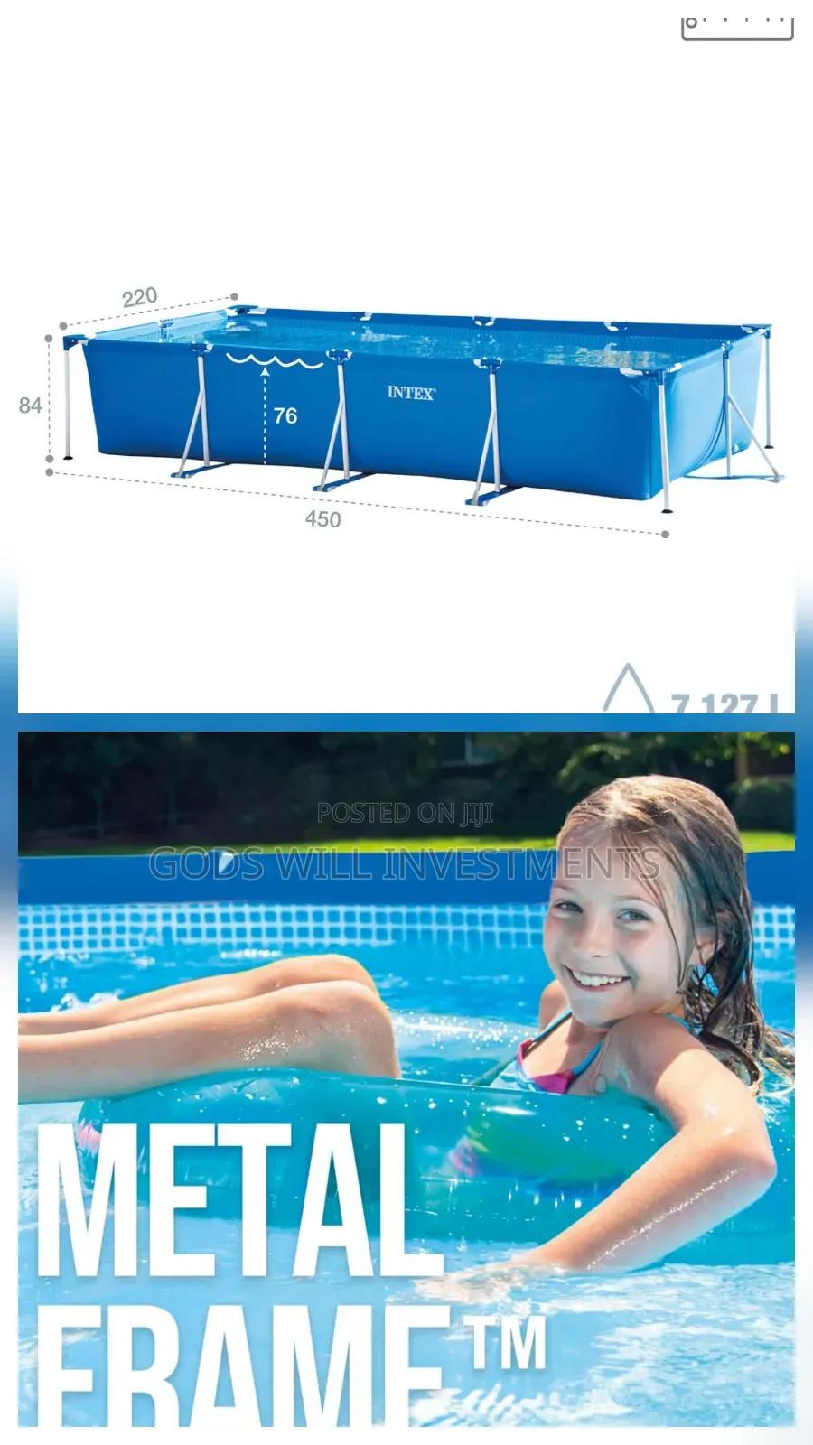 Intex 4.5 M X 2.2 M X 0.84 M Rectangular Frame Pool Set