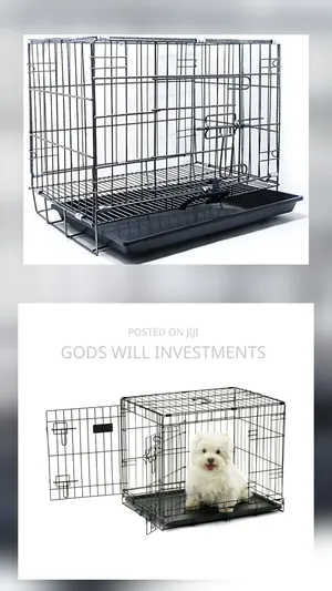 Black, Foldable Metal Pet Crate or Cage.