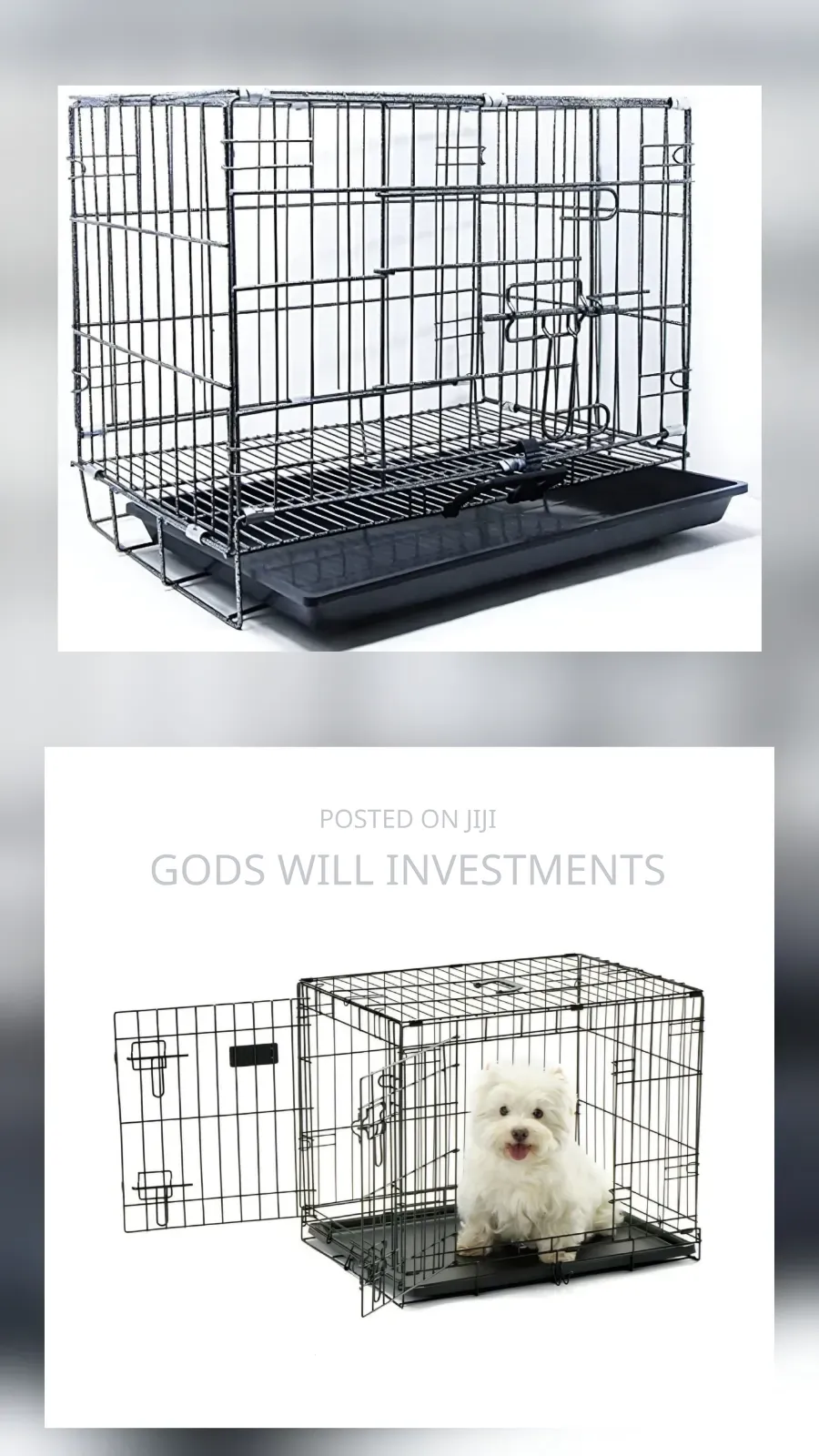 Black, Foldable Metal Pet Crate or Cage.