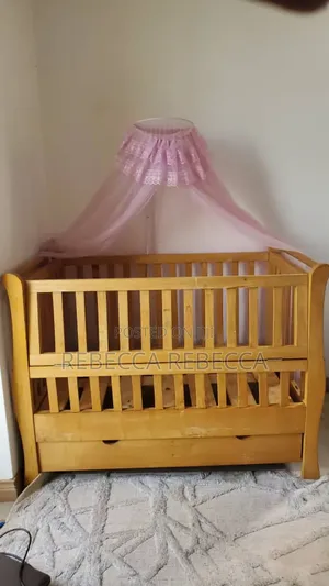 Eucalyptus Wood Baby Crib With Under Bed Storage and Mosquito Net