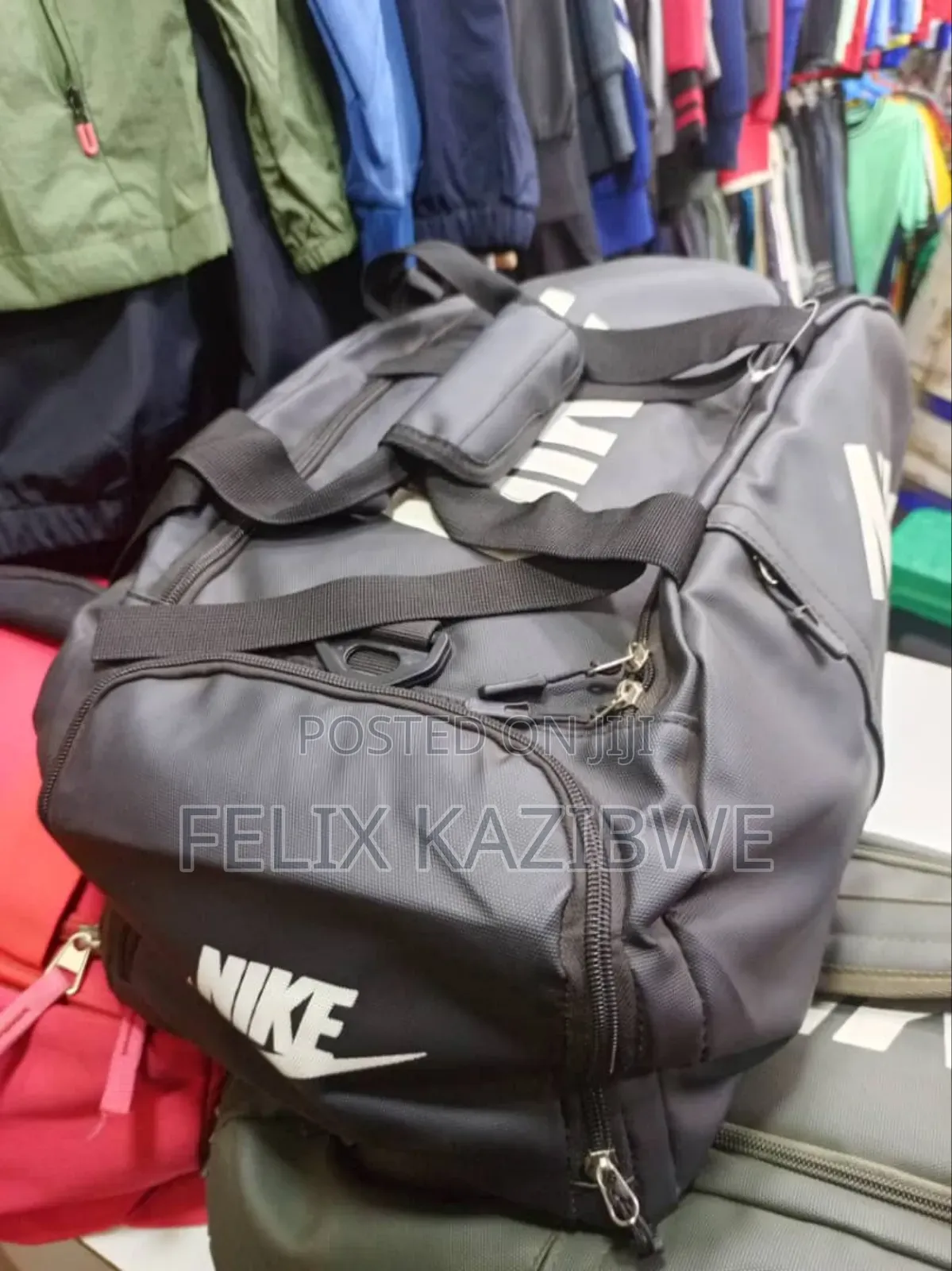 Nike Black Sports Gym Cylindrical Bag.