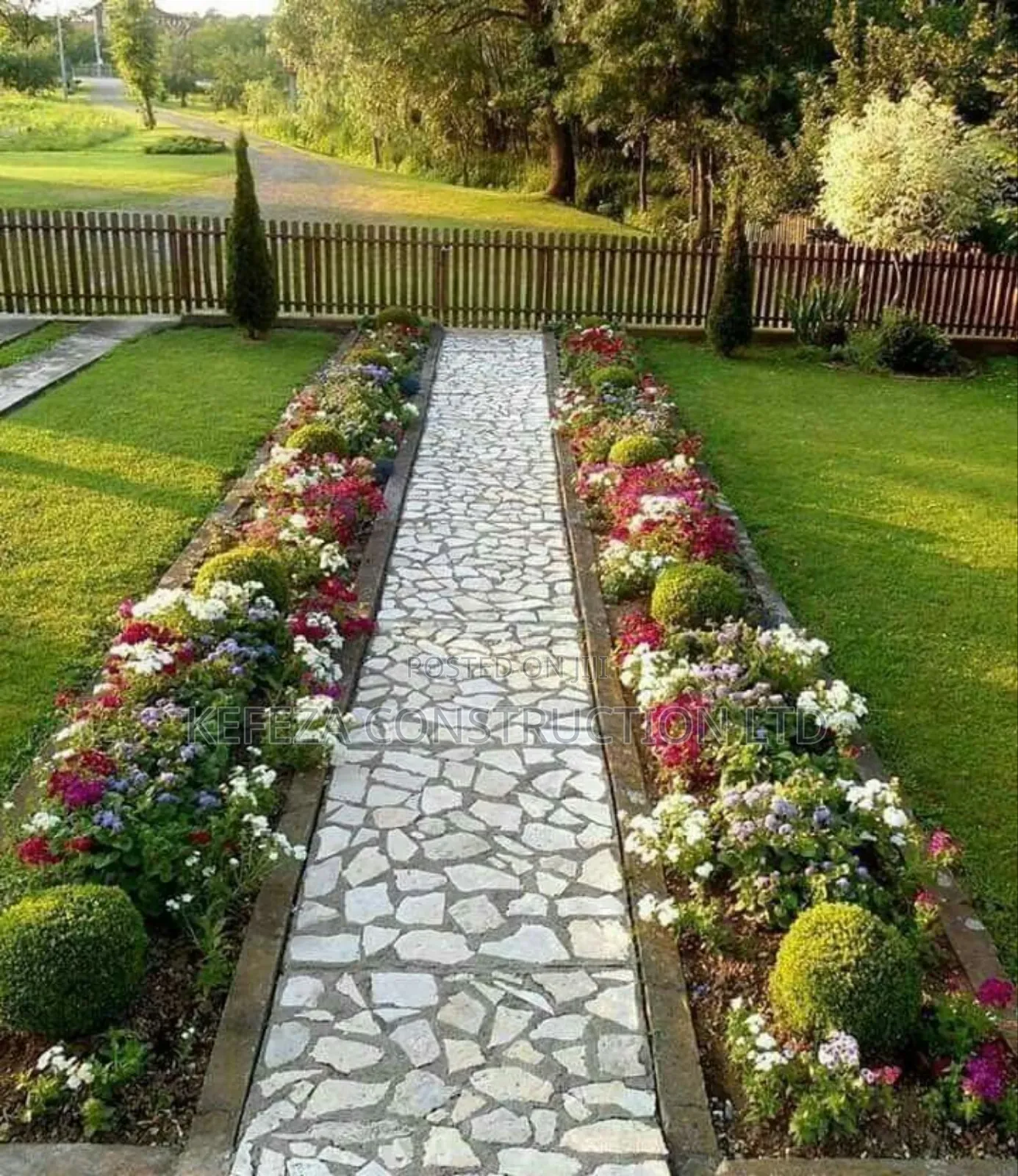 Hard Core Walk Way and Flowers