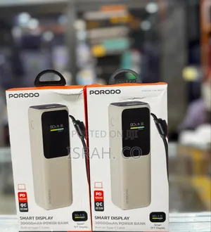Porodo Smart Display 20000mah Power Bank With Built-in Type-C Cable