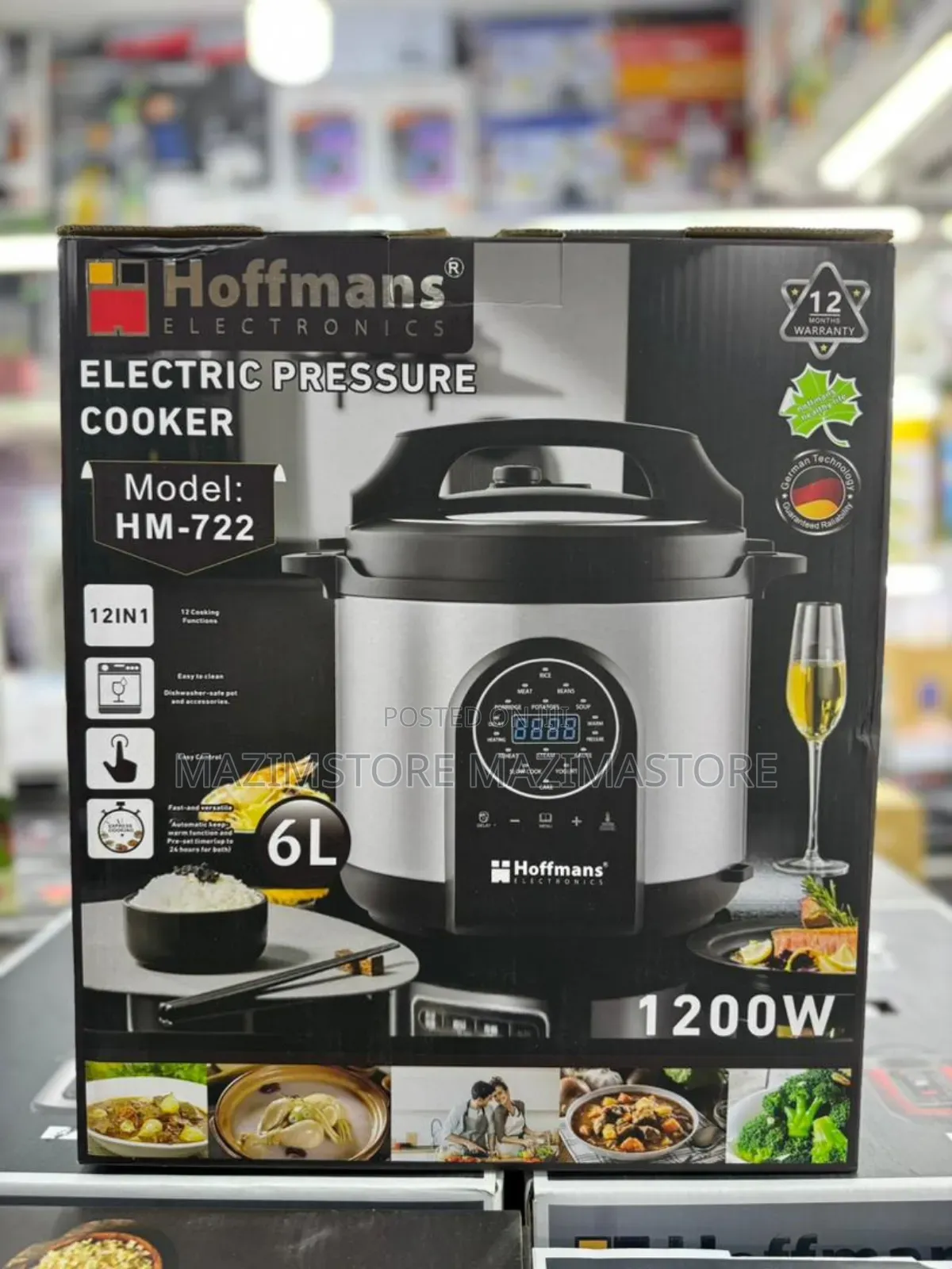 Hoffmans 12-in-1 Electric Pressure Cooker (Model: Hm-722) - Multicolor