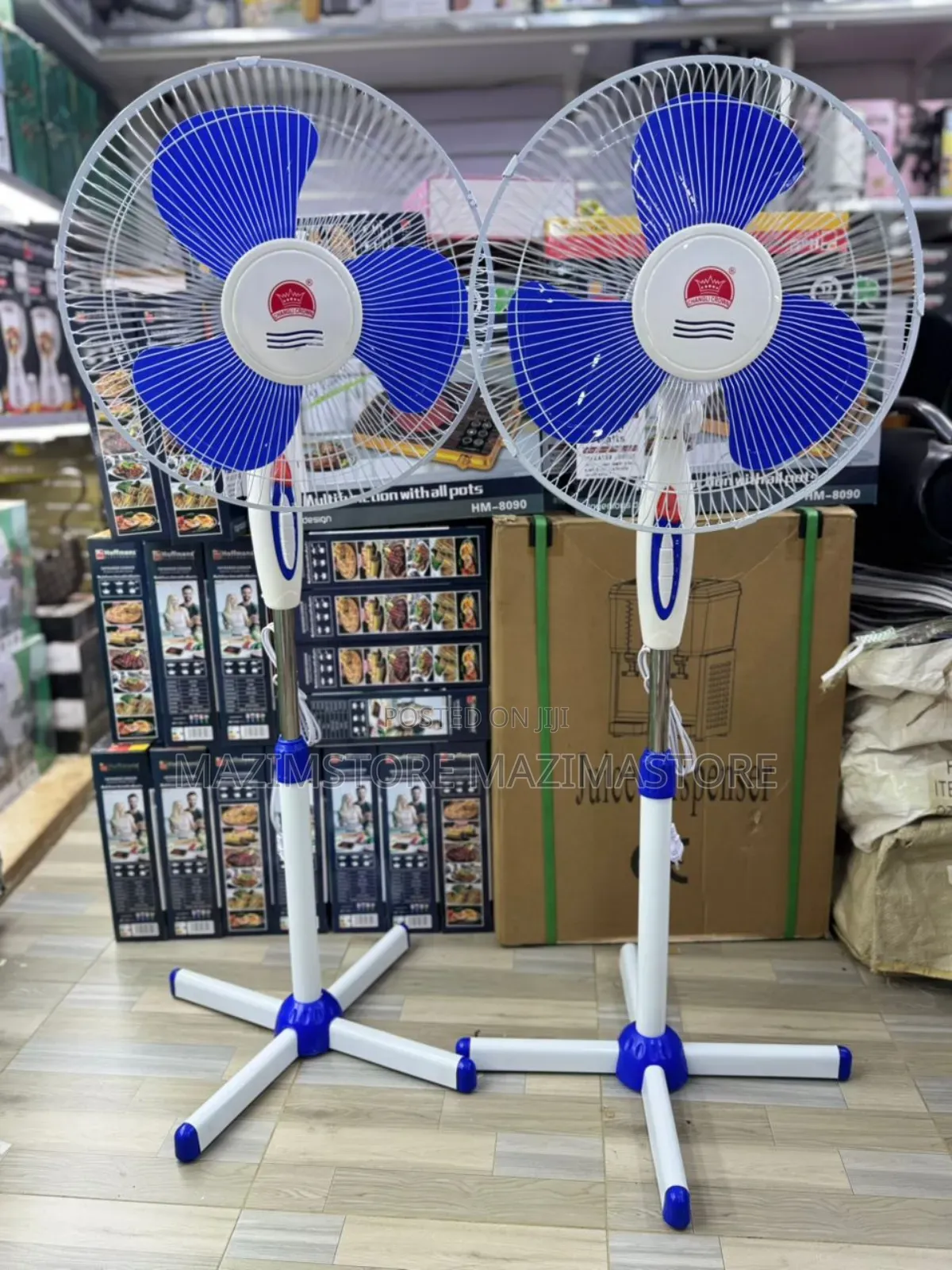 Electric Stand Fan Energy Saving With Variable Speed - White, Blue