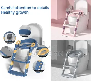 Potty Training Toilet Seat With Step, Handle, and Padded Stepped