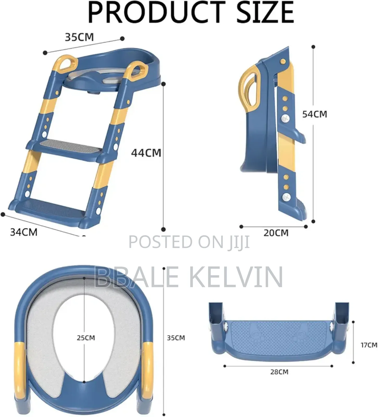 Potty Training Toilet Seat With Step, Handle, and Padded Stepped