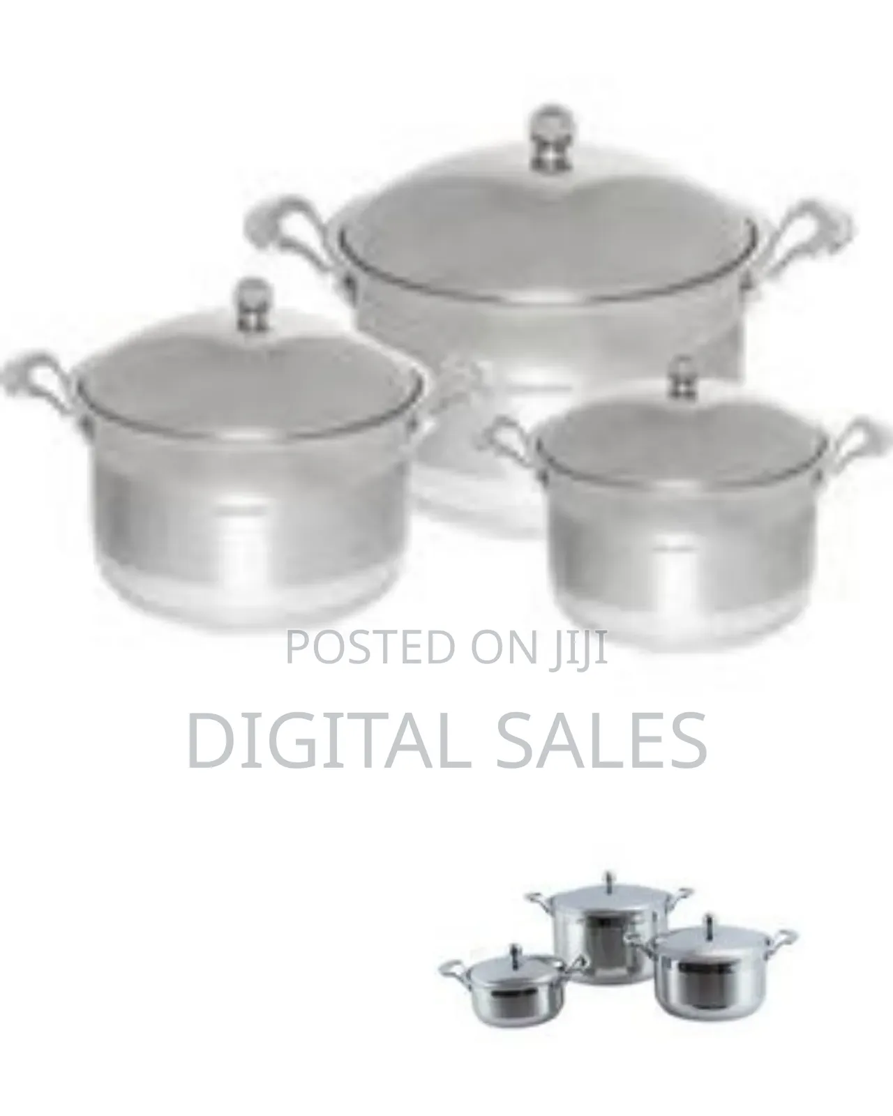 Stainless Steel Cooking Pot Set With Lids (6 Pieces)