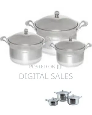 Stainless Steel Cooking Pot Set With Lids (6 Pieces)