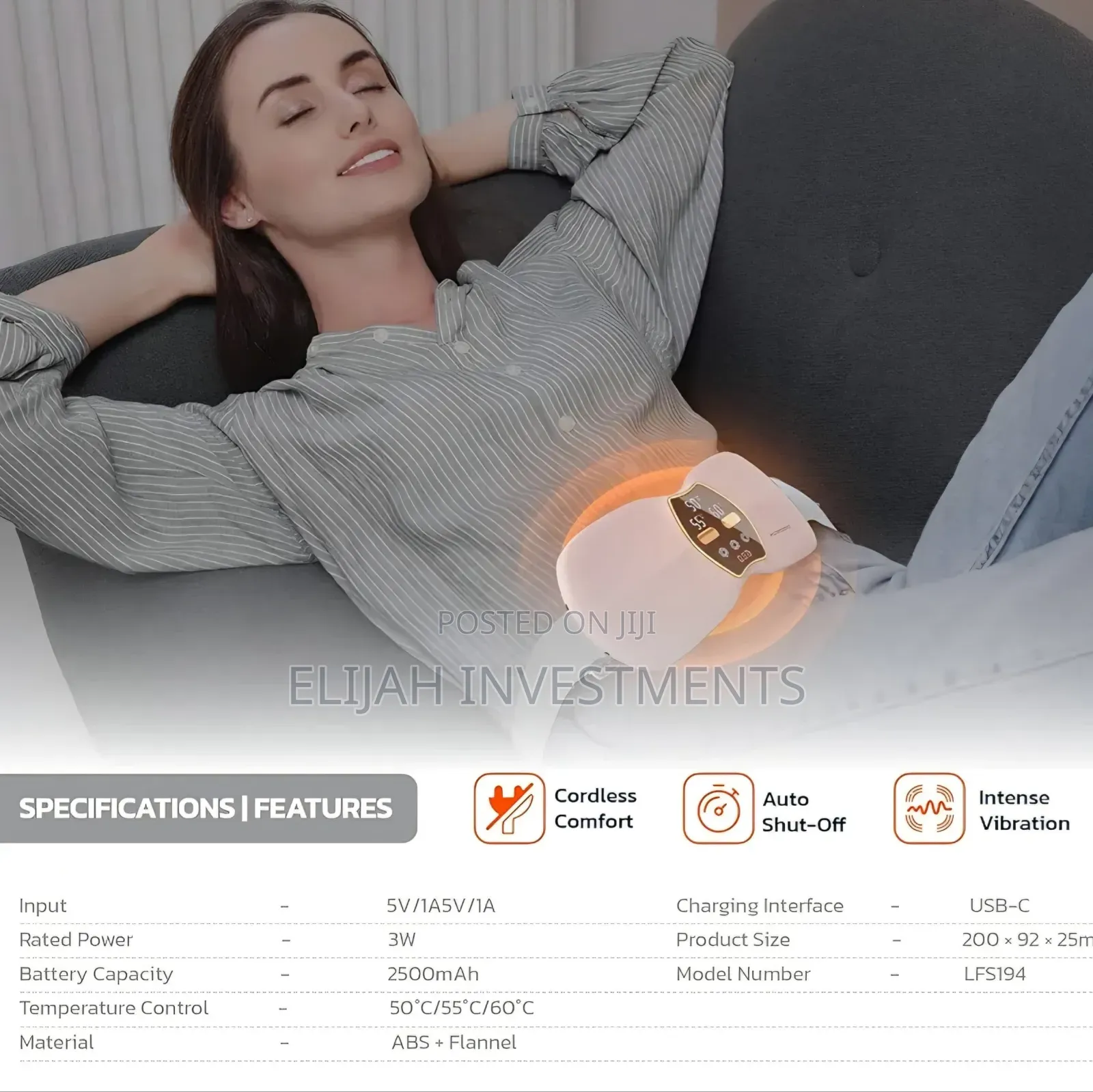 Porodo Lifestyle Cordless Heat Wave Massage Pad.