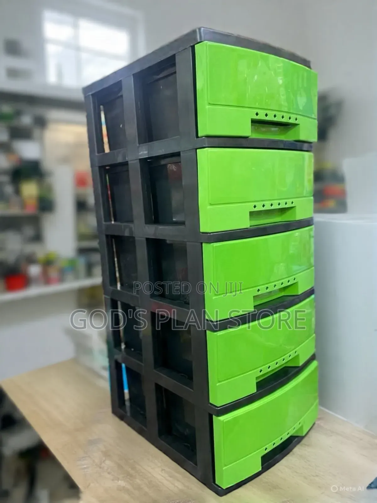 Plastic Storage Cabinet Drawer Trolley 5layers Green