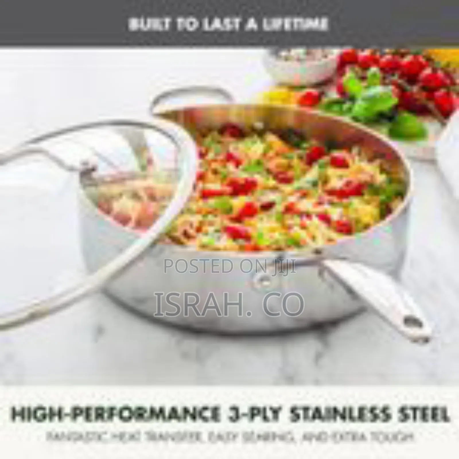 Premium Stainless Steel Sauté Pan With Tempered Glass Lid